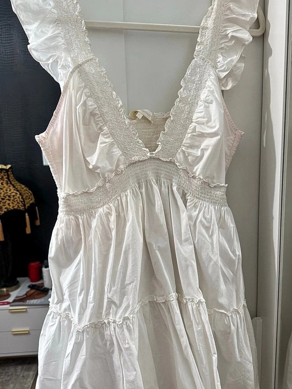 LOVE SHACK FANCY White Ruffled Mini Dress Like New